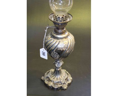 19th Century silver-plated oil lamp by Walker & Hall