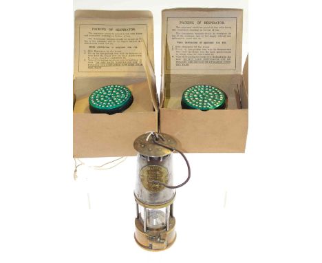 Protector lamp miners lamp and two gas masks in original cardboard boxes (3)