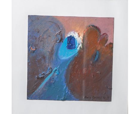   Bennani, Karim (20./21. Jahrhundert), "Sans titre", Acryl/Karton, re. u. sign. u. dat.  (19)96, rs. Echtheits-Zertifikat m.