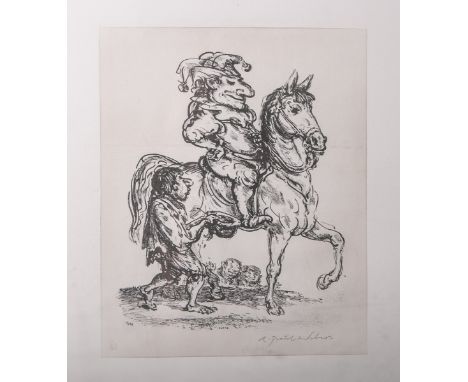   Weber, Andreas Paul (1883/93 - 1980), der eingebildete Narr hoch zu Pferd u. der Bettler,  Lithografie, re. u. handsign, in