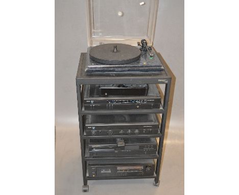 A MOSTLY ARCAM COMPONENT HI-FI SYSTEM, including an Alpha 2 amplifier, a LA2 tuner, a pair of ALS speakers with stands, a Mar