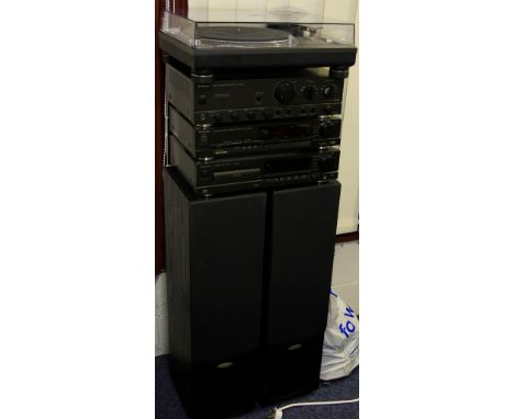 A TECHNICS COMPONENT HI-FI, with Mordaunt Short Classic 40 speakers, Hi-Fi includes a SL1210 MK2 Quartz turntable, a SU-VX600