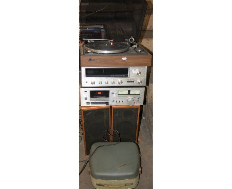 A VINTAGE SANSUI COMPONENT HI-FI, with a pair of Celestion 120 speakers, these include a SR212 Auto Return turntable, a 441 S