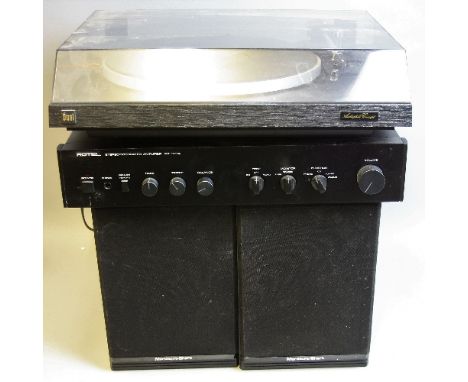 A DUAL CS 503-1 TURNTABLE, fitted with an Ortofon tone arm and a DN 249E cartridge, Rotel RA-820A stereo integrated amplifier