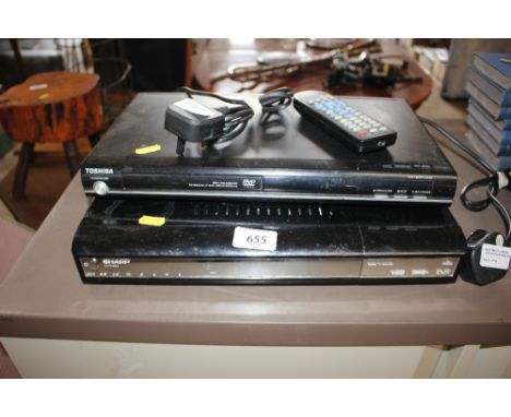 A Toshiba DVD player; and a Sharp digital TV recorder and Freeview box