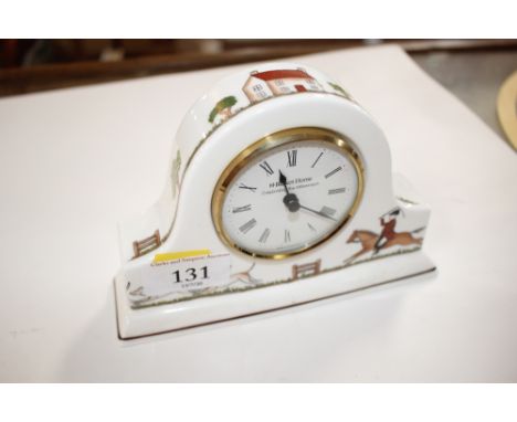 A Wedgwood "Hunting Scenes" bone china cased clock