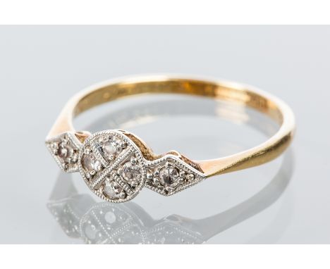 EARLY TWENTIETH CENTURY DIAMOND CLUSTER RING
the circular cluster set with brilliant cut diamonds on diamond shoulders, marke