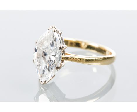 MARQUISE DIAMOND SOLITAIRE RING
the marquise diamond approximately 3.0 carats, in eighteen carat gold, size L-M