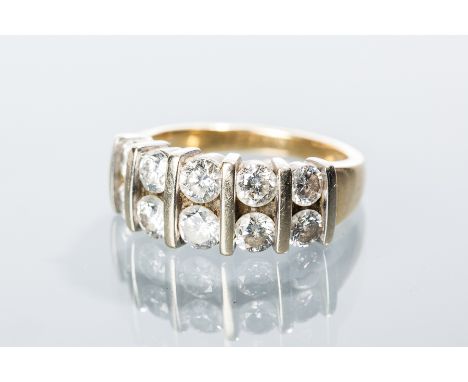 DIAMOND CLUSTER RING
set with two rows of graduated brilliant cut diamonds totalling approximately 1.9 carats, hallmarked eig