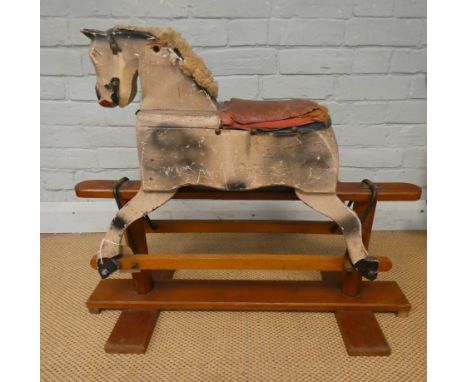 Vintage wooden child's rocking horse of diminutive size 66cms tall