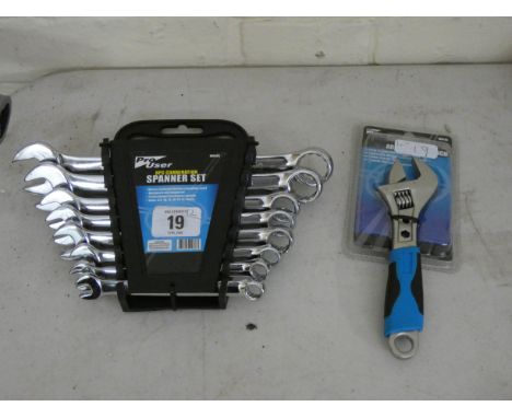 A new 8 piece combination spanner set and a new 6" adjustable wrench 