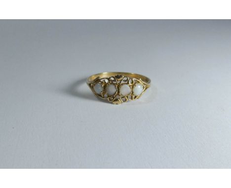 Victorian style opal ring on 9ct gold shank, ring size 'R' 