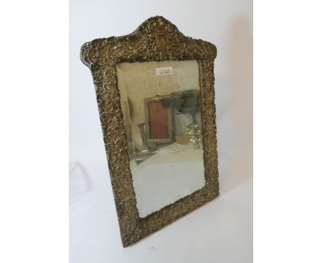 A Victorian easel dressing table mirror with silver frame, 39cm tall 