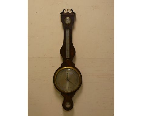 A Georgian mahogany cased banjo wall barometer by G Davis Leeds