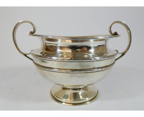 A hallmarked silver twin handled sugar basin, gross weight 6 troy ozs 