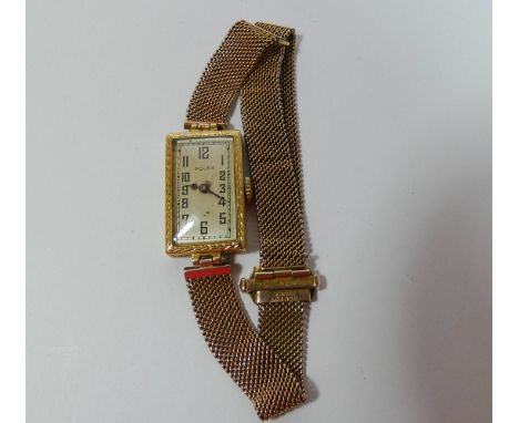 1930's Rolex ladies wristwatch, with extra Prima timed to 6 positions movement, the rectangular 18ct gold case signed Rolex w