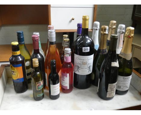 Assorted bottles of wine, cider and other drinks 