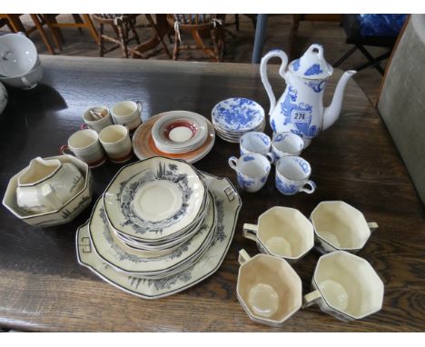 Royal Doulton Norfolk pattern part tea set, part blue and white Worcester coffee service and a part Susie Cooper pattern coff