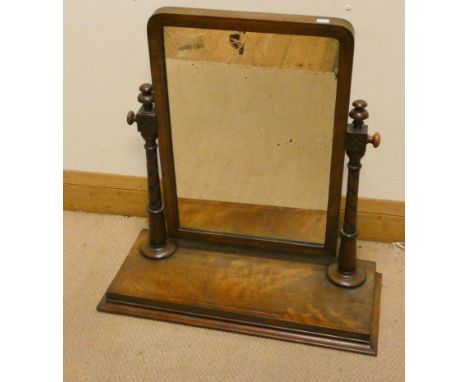 Victorian mahogany swing toilet mirror and a silver plated circular salver