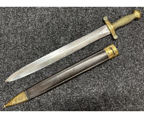 French M1831 Artillery Short Sword with double edged blade 480mm in length, maker marked "Talabot De Paris," along with inspe
