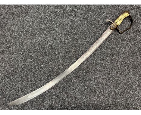 Georgian Officers Sabre with curved fullered blade with engraved decoration of Crown GR and Royal Coat of Arms 830mm in lengt