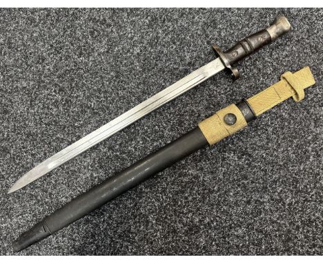 WW1 British P13 Bayonet with later modifications. Single edged fullered blade 430mm in length, maker marked and dated "1913 1