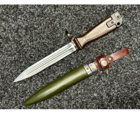 Chinese Type 81 Bayonet with double fullered blade 167mm in length. Bakelite grips. Working release catch. Overall length 297