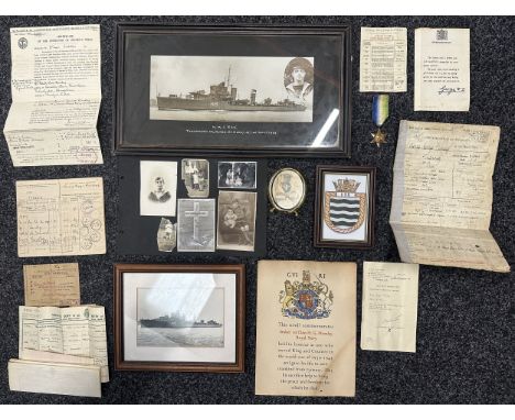 WW2 British Royal Navy Casualty Atlantic Star group to P/K 62802 Stoker 1st Class Henry George Munday, RN comprising of Atlan