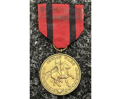 US Army Indian Wars Medal complete with ribbon. Pin marked "G27".