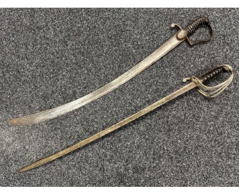 Victorian British Officers 1821 Pattern Sword with pipe backed single edged blade 827mm in length. Wooden grip. Overall lengt