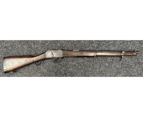 Martini Henry Carbine MKII .450/557 cal. with 525mm long barrel. No visible serial number. Maker marked and dated "Enfield 18