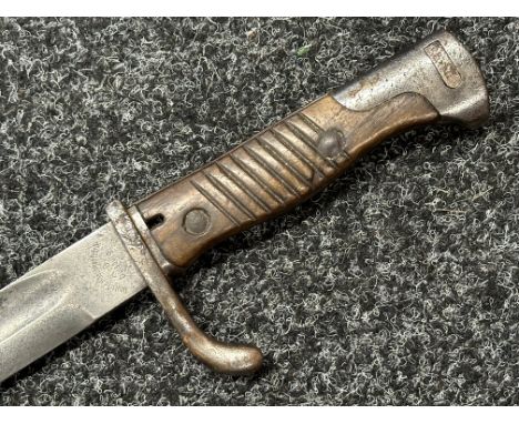 WW1 Imperial German Butcher Bayonet with single edged fullered blade 365mm in length, maker makered "Deutsche Maschinenfabrik