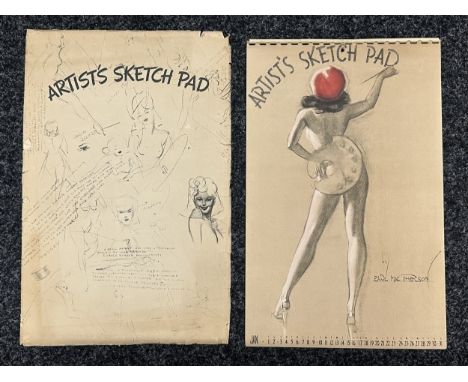 WW2 US Pin Up Calender 1943 "Artist's Sketch Pad" by Earl MacPherson (1910-1993). Printed in colour. Complete with original e