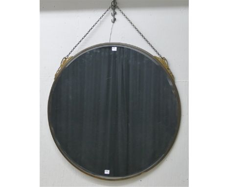 Wandspiegel rund, Messingmontur, in der Art von Riemerschmidt, d 71 cm, 