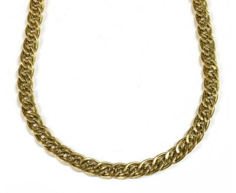 A 9ct gold hollow double curb link chain, with end caps and side lever clasp, import hallmark Birmingham, 510mm long, 33.10gC