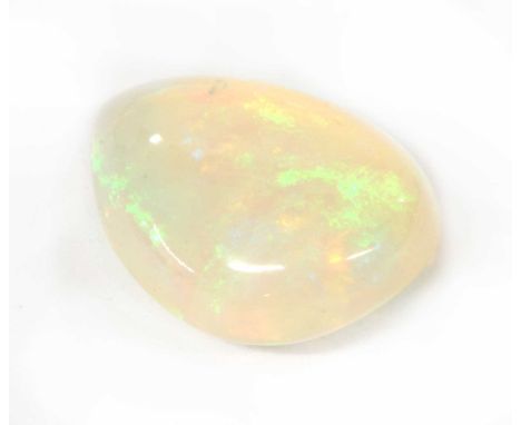 An unmounted pear shaped cabochon opal, 16.64 x 11.90 x 6.49mm, 5.34ct