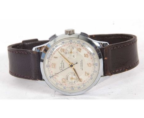 Fleuron Chronograph gents wristwatch, the watch has a manually crown wound 17 jewel movement and a case size of approx 40mm i