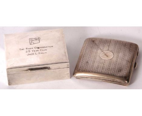 Mixed Lot:  A George V silver cigarette case of slight curved rectangular form, engine turned decoration, 106gms (a/f) togeth