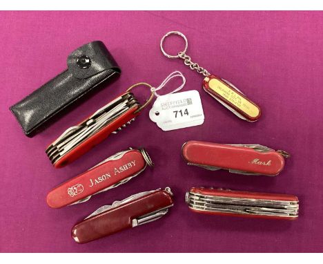 Swiss Army and Other Multi Tool Folding Pocket Knives. (6)