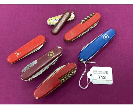 Swiss Army and Other Multi Tool Folding Pocket Knives. (6)