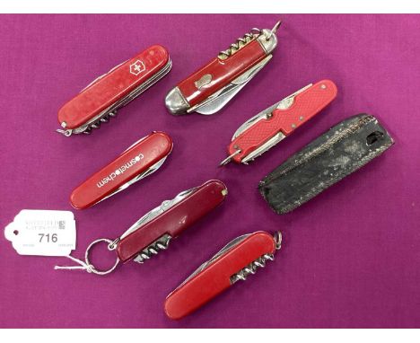Swiss Army and Other Multi Tool Folding Pocket Knives. (6)