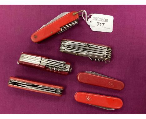Swiss Army and Other Multi Tool Folding Pocket Knives. (6)