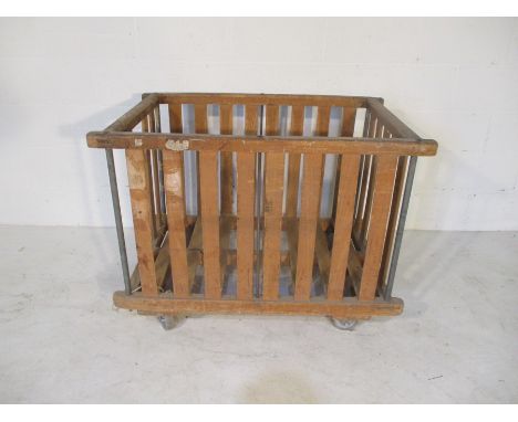 A slatted bobbin trolley, 108 cm x 70 cm