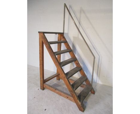 A set of handmade steps with handrail - overall height 207cm