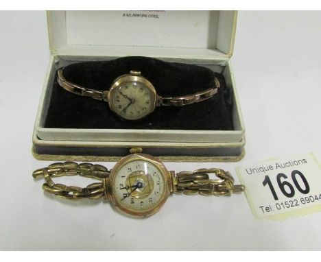 2 vintage ladies gold wrist watches