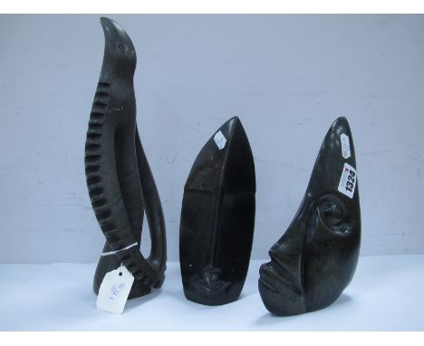 K Rwanza, Carved mineral figure stylized head, 18.5cm high, gift Muza example Chirava B sculpture.
