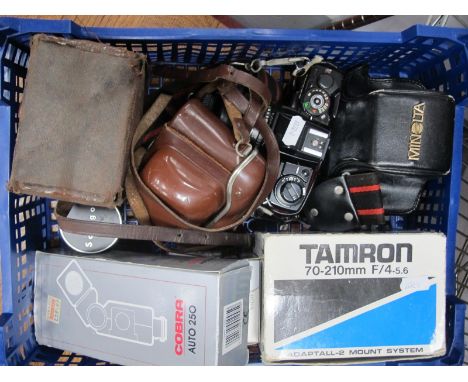 A Minolta X-700 MPS 35mm SLR Film Camera, with F1.7 50mm lens, Tamron 70-210mm F/4 - 5.6 lens, Kodak Colorsnap 35 camera, Kod