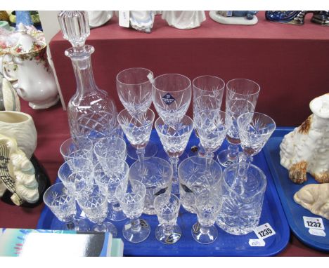 Edinburgh Crystal Wine Glasses, Royal Brieley Wine Glasses, liqueur glasses, etc, decanter:- One Tray and boxes