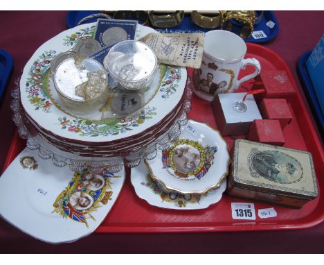 Coins; Crown 1935, George V, other coinage, Coronation glass plates and other commemorative ware, silver jubilee King George 