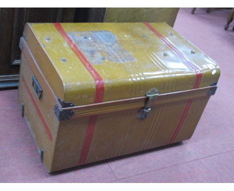 A XIX Century Painted Trunk, with a hinged lid, twin handles.